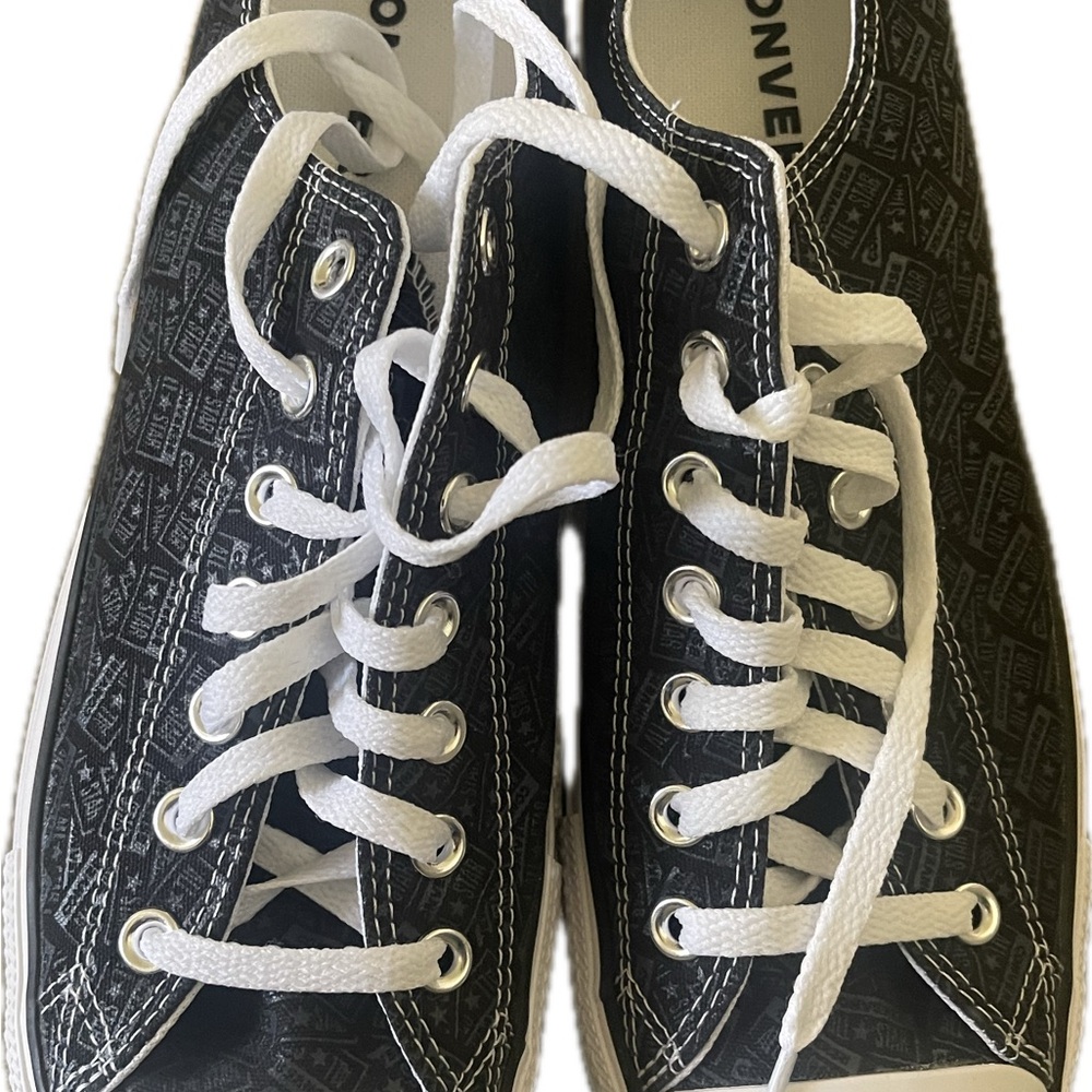 New Funky Converse Print Black Canvas Low-Top Sneakers Streetwear Cool